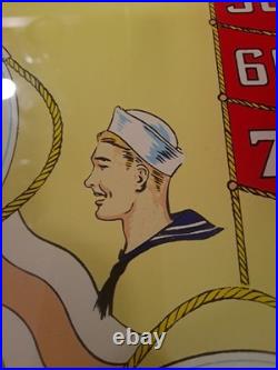 GOTTLIEB, S, ON DECK, Original Pinball Machine BACK GLASS, 1964