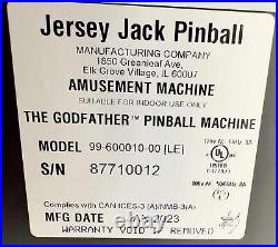 Godfather Limited Edition by Jersey Jack COIN-OP Pinball Machine