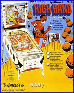 High Hand Pinball Machine by Gottlieb 1973 Professionally Refurbished