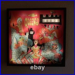 Lluminated Pinball Backglass Art Bally 4 Queens 1970