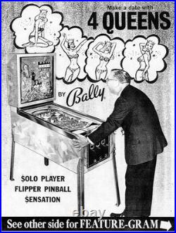 Lluminated Pinball Backglass Art Bally 4 Queens 1970