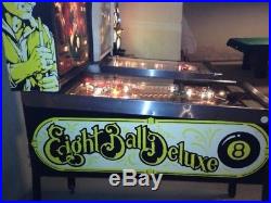ORIGINAL 80's BALLY Eight Ball Deluxe PINBALL MACHINE PIN BALL LIGHTS UP EUC