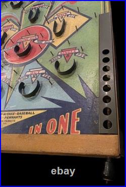 POOSH-M-UP 5 in 1 BASEBALL Bagatelle Put-n-Take Twenty-one Pennants FOR PARTS