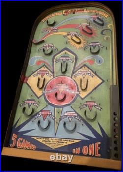 POOSH-M-UP 5 in 1 BASEBALL Bagatelle Put-n-Take Twenty-one Pennants FOR PARTS