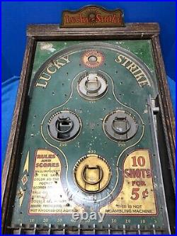 Pace Mfg Co Original LUCKY STRIKE Tabletop Wood Case 24 AS IS Coin Pinball Game