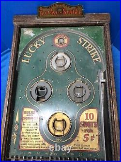 Pace Mfg Co Original LUCKY STRIKE Tabletop Wood Case 24 AS IS Coin Pinball Game