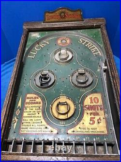 Pace Mfg Co Original LUCKY STRIKE Tabletop Wood Case 24 AS IS Coin Pinball Game