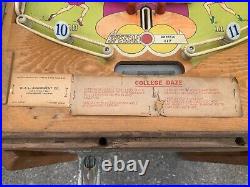 RARE Vintage Original 1949 Gottlieb College Daze Football Pinball Machine COOL