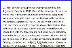 Rare 1930s Shyvers multiphone Table Top Juke Box Radio Coin Op Vintage