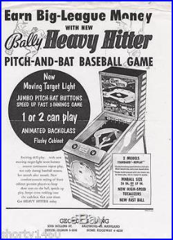 SALE! Vintage Bally Heavy Hitter Baseball Pinball Machine WAS $5999