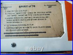 Spirit of 76 Micro Manufacturing Pinball Machine- RARE