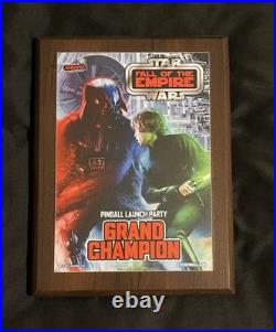 Stern Pinball Launch Party Star Wars Fall Of The Empire Grand Champion Plaque