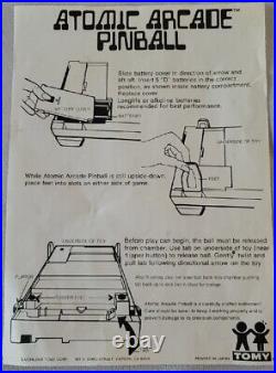 TOMY VINTAGE 1979 Atomic Arcade Pinball Machine WORKS MINT NIB ELECTRONIC