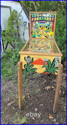 United 1950 Original Woodrail Pinball Machine Vintage Wood Cabinet