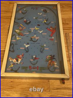 VINTAGE PINBALL GAME -POOSH-M-UP Big 5 PINBALL BASEBALL TABLE GAME 1930s 40s