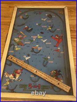 VINTAGE PINBALL GAME -POOSH-M-UP Big 5 PINBALL BASEBALL TABLE GAME 1930s 40s