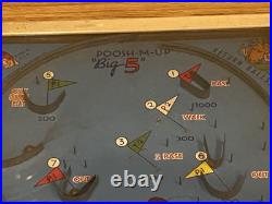 VINTAGE PINBALL GAME -POOSH-M-UP Big 5 PINBALL BASEBALL TABLE GAME 1930s 40s