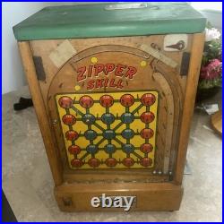 Vintage 1930s'Zipper Skill' Antique Coin-Op Trade Stimulator Pinball Working Vintage 1930s'Zipper Skill' Antique Coin-Op Trade Stimulator Pinball Working