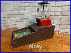 Vintage 1940s Penguin Gum Ball Vender Pinball Machine Football Game Coin Operate