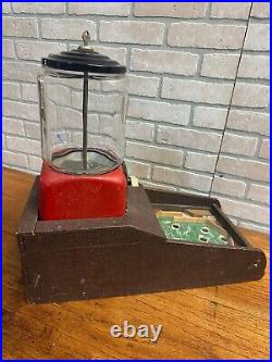 Vintage 1940s Penguin Gum Ball Vender Pinball Machine Football Game Coin Operate