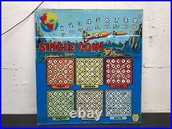 Vintage 1950's 60's Bally Bingo Pinball Machine Back Glass With Rocket ships