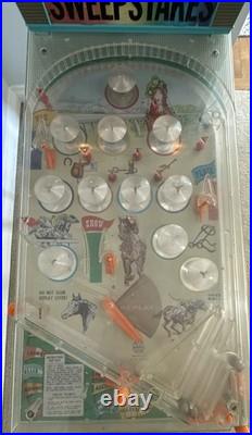 Vintage 1960s Marx Sweepstakes Pinball Game Electric Horse Race Toy Arcade READ