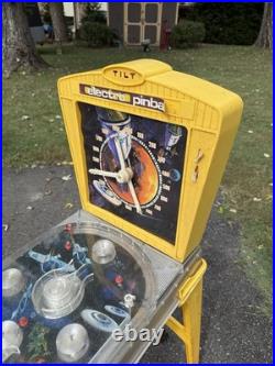 Vintage 1960s Marx Tilt Electro Pinball Machine with Legs Yellow Rare UNTESTED