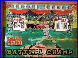 Vintage 1961 Original Williams Batting Champ Bat/baseball Deluxe Pinball Machine