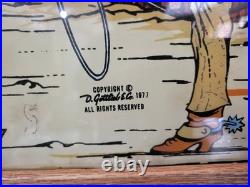 Vintage 1977 Gottlieb Bronco Pinball Playfield Back Glass, Oak Framed 26 x 24
