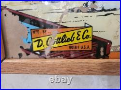 Vintage 1977 Gottlieb Bronco Pinball Playfield Back Glass, Oak Framed 26 x 24