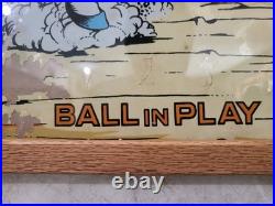 Vintage 1977 Gottlieb Bronco Pinball Playfield Back Glass, Oak Framed 26 x 24