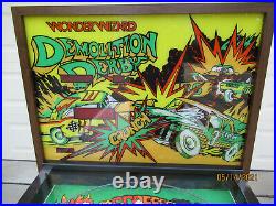 Vintage 1977 Wonder Wizard Demolition Derby Pinball Machine Game Room Man Cave