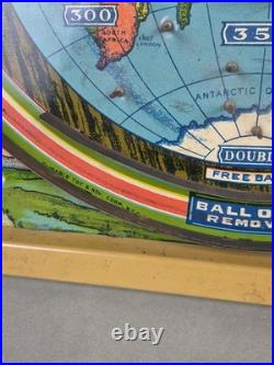 Vintage AROUND THE WORLD Tin Toy Pinball Machine Game ZEPPELIN Planes Trains 23