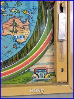 Vintage AROUND THE WORLD Tin Toy Pinball Machine Game ZEPPELIN Planes Trains 23