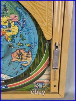 Vintage AROUND THE WORLD Tin Toy Pinball Machine Game ZEPPELIN Planes Trains 23