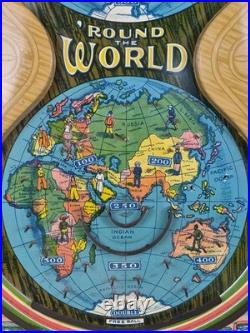 Vintage AROUND THE WORLD Tin Toy Pinball Machine Game ZEPPELIN Planes Trains 23