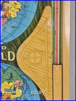 Vintage AROUND THE WORLD Tin Toy Pinball Machine Game ZEPPELIN Planes Trains 23