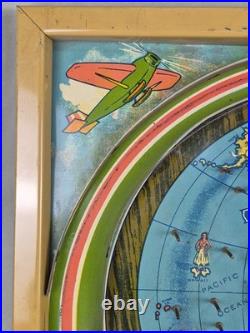 Vintage AROUND THE WORLD Tin Toy Pinball Machine Game ZEPPELIN Planes Trains 23
