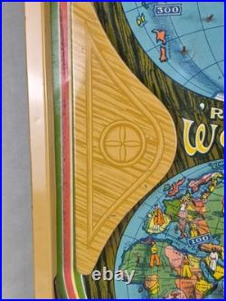 Vintage AROUND THE WORLD Tin Toy Pinball Machine Game ZEPPELIN Planes Trains 23