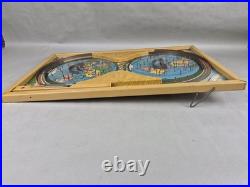 Vintage AROUND THE WORLD Tin Toy Pinball Machine Game ZEPPELIN Planes Trains 23