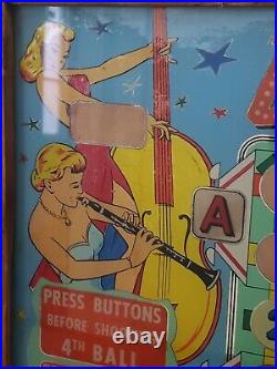 Vintage BALLY Big Show Bingo Pinball Machine Original Back Glass 28x 24 Framed