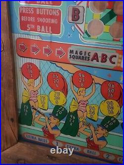 Vintage BALLY Big Show Bingo Pinball Machine Original Back Glass 28x 24 Framed