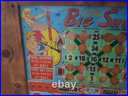 Vintage BALLY Big Show Bingo Pinball Machine Original Back Glass 28x 24 Framed