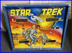 Vintage Bally 1978 Star Trek Pinball Machine Back Glass Head Unit Spock Kirk