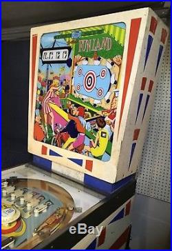 Vintage Gottlieb Wedge Head Fun Land Pinball Arcade Machine Carnival Art LEDs