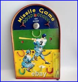 Vintage Japanese Missile Game Pingball Wooden Baseball Pinball Missing Ball