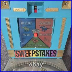 Vintage Marx Sweepstakes Pinball Game Electric Horse Racing Blue Toy Arcade