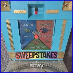 Vintage Marx Sweepstakes Pinball Game Electric Horse Racing Blue Toy Arcade