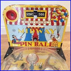 Vintage Midway Pinball Machine Tin Metal Plastic Electric Automatic Game