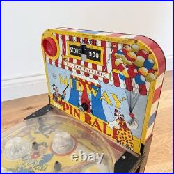 Vintage Midway Pinball Machine Tin Metal Plastic Electric Automatic Game